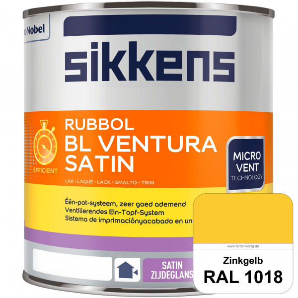 Rubbol BL Ventura Satin (RAL 1018 Zinkgelb) Seidenglanzlack (wasserbasiert) Fenster außen