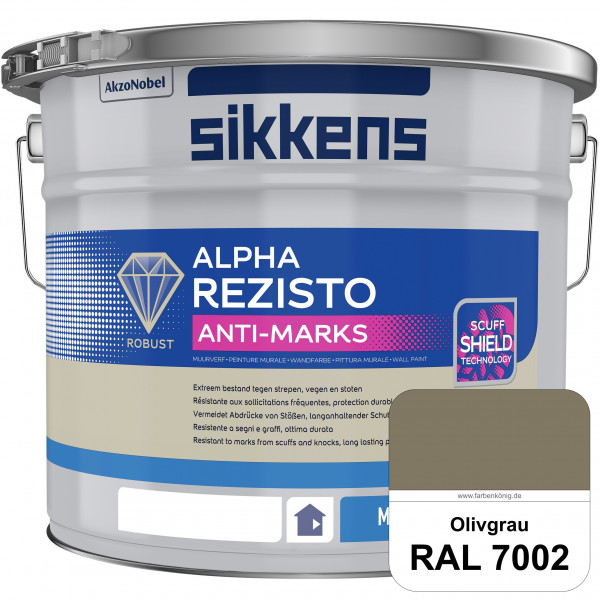 Alpha Rezisto Anti-Marks (RAL 7002 Olivgrau) Extrem widerstandsfähige Innenwandfarbe