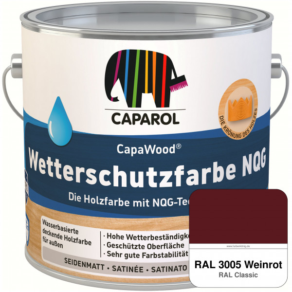 CapaWood® Wetterschutzfarbe NQG (RAL 3005 Weinrot) - ersetzt Capadur Wetterschutzfarbe NQG