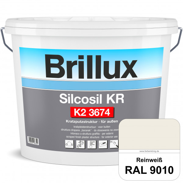 Silcosil KR K2 3674 (RAL 9010 Reinweiß) siliconverstärkter Dekorputz, Kratzputzstruktur, wetterbestä