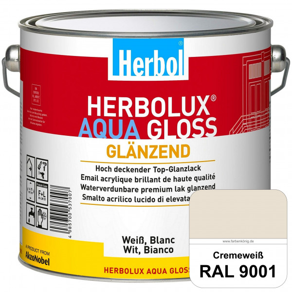 Herbolux Aqua Gloss (RAL 9001 Cremeweiß) Wasserverdünnbarer Top-Glanzlack (Innen)