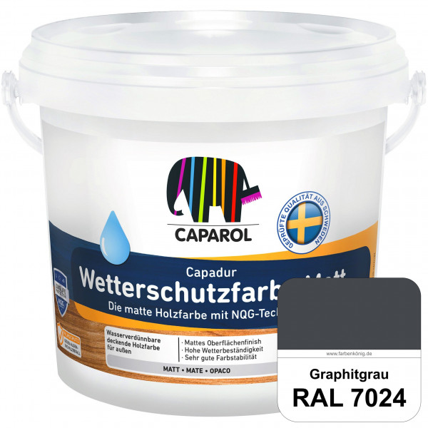 Capadur Wetterschutzfarbe Matt (RAL 7024 Graphitgrau) matte Holzfarbe mit NQG-Technologie für außen