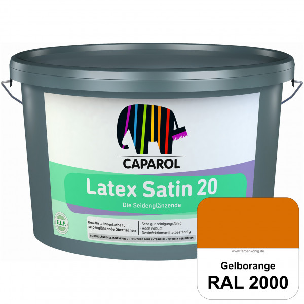 Latex Satin 20 (RAL 2000 Gelborange) strapazierfähige seidenglänzende Latexfarbe (Innen)