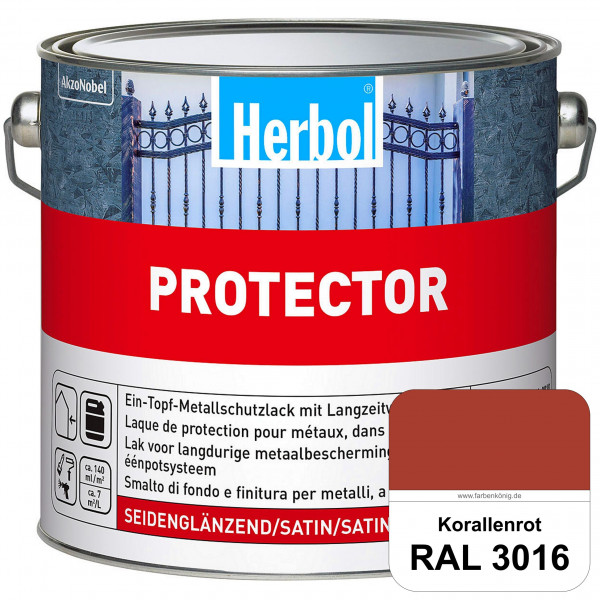 Protector (RAL 3016 Korallenrot) Seidenglänzende Spezialbeschichtung für Eisen- und NE-Metalle (auße
