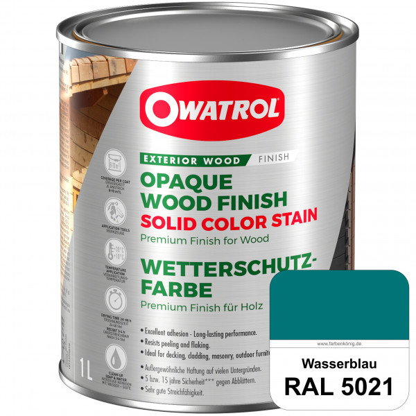 Solid Color Stain (RAL 5021 Wasserblau) deckende und matte Wetterschutzfarbe außen