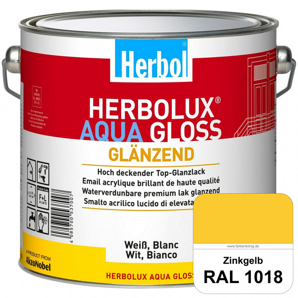 Herbolux Aqua Gloss (RAL 1018 Zinkgelb) Wasserverdünnbarer Top-Glanzlack (Innen)