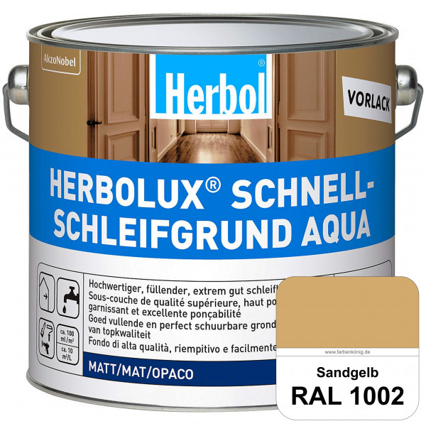 Schnellschleifgrund Aqua (RAL 1002 Sandgelb) wasserverdünnbarer Vorlack mit hervorragender Schleifba