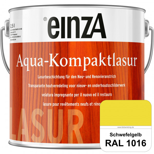 einzA Aqua-Kompaktlasur (RAL 1016 Schwefelgelb) wasserverdünnbare & feuchtigkeitsregulierende Lasurb