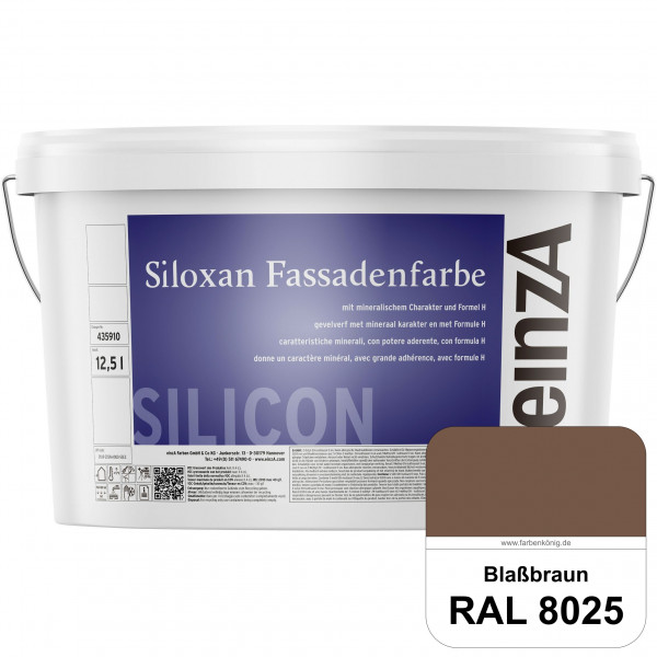einzA Siloxan Fassadenfarbe (RAL 8025 Blassbraun) Siliconvergütete Fassadenfarbe