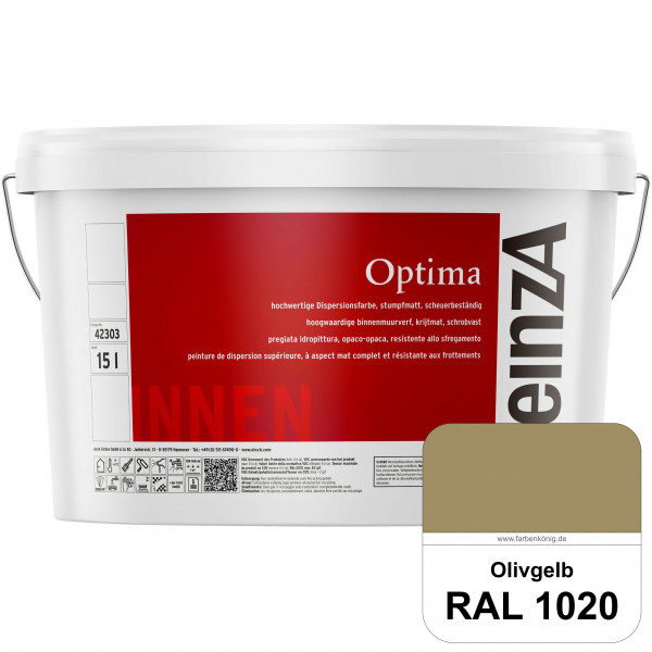 einzA Optima (RAL 1020 Olivgelb) Stumpfmatte Dispersionsfarbe für hochwertige Anstriche