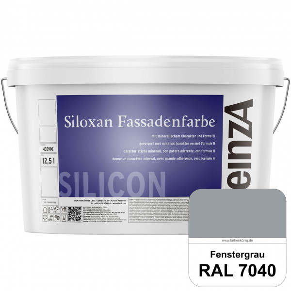 einzA Siloxan Fassadenfarbe (RAL 7040 Fenstergrau) Siliconvergütete Fassadenfarbe