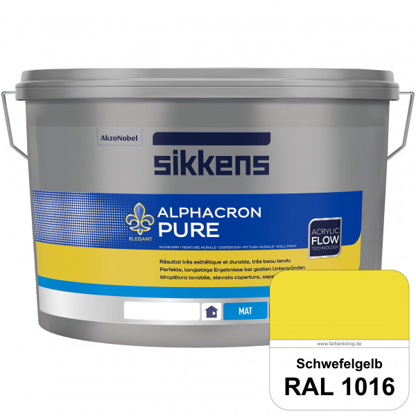 Alphacron Pure (RAL 1016 Schwefelgelb) Edelmatte & hochertige Premium Wandfarbe für glatte Untergrün