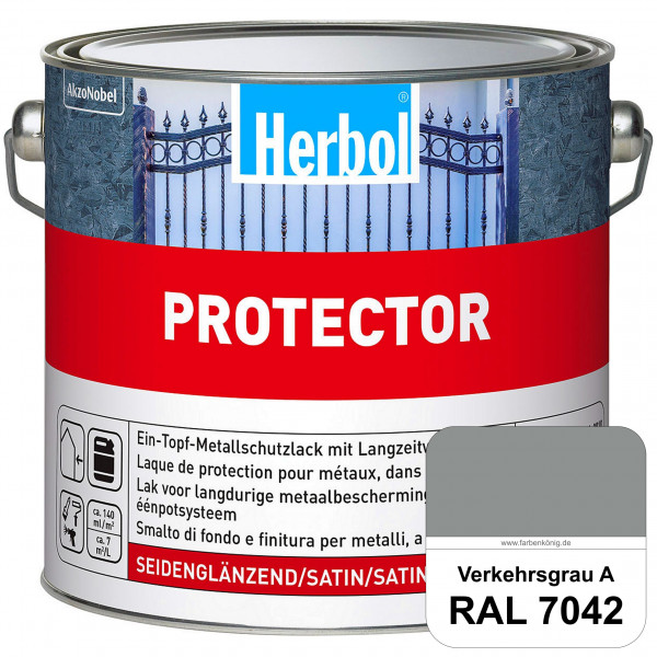 Protector (RAL 7042 Verkehrsgrau A) Seidenglänzende Spezialbeschichtung für Eisen- und NE-Metalle (a