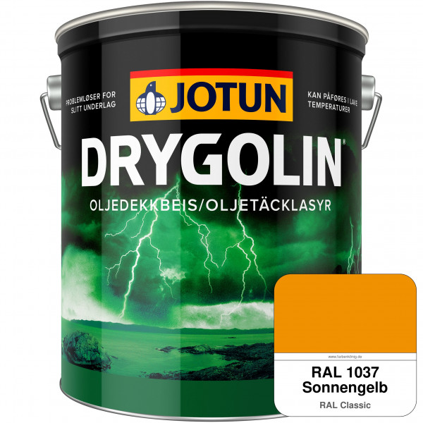 DRYGOLIN Oljedekkbeis - Deckende & wetterbeständige Öllasur für Außen (RAL 1037 Sonnengelb)
