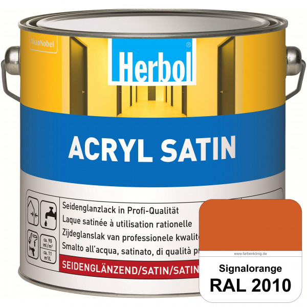 Acryl Satin (RAL 2010 Signalorange) wasserverdünnbarer seidenglänzender Lack (Innen & Außen)
