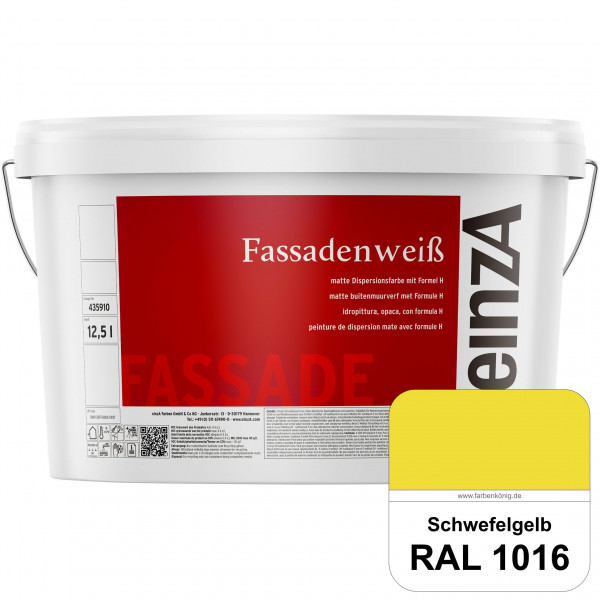 einzA Fassadenweiß (RAL 1016 Schwefelgelb) Sil-Fassadenfarbe gegen Schmutz & Vergrünung