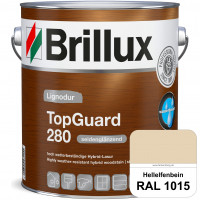 TopGuard 280 (RAL 1015 Hellelfenbein) wasserbasierte, wetterbeständige und seidenglänzende Hybridlas