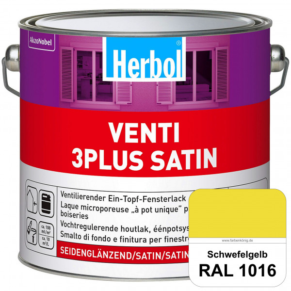 Venti 3Plus Satin (RAL 1016 Schwefelgelb) feuchtigkeitregulierender & seidenglänzender Ein-Topf-Fens
