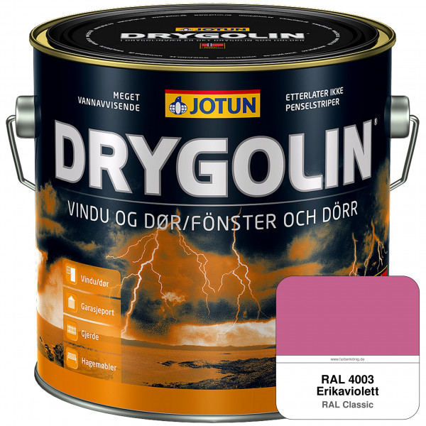 DRYGOLIN Vindu og Dør - wetterbeständige Holzschutzfarbe für Außen (RAL 4003 Erikaviolett)