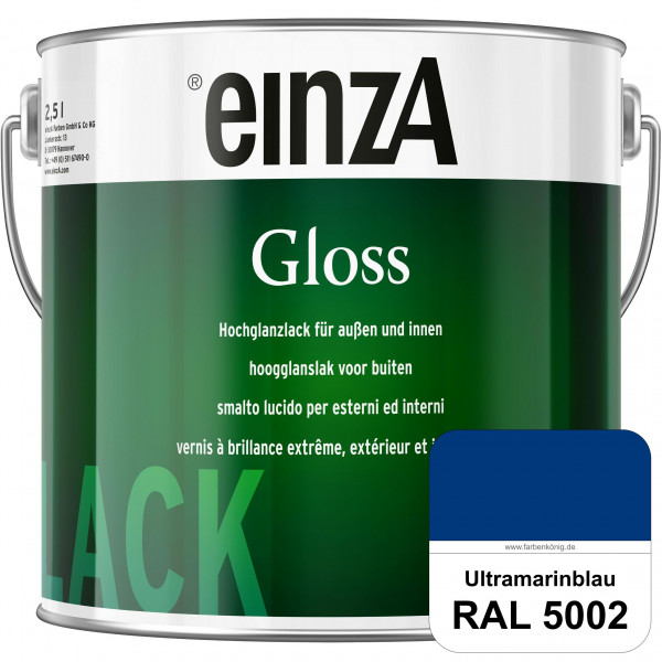 einzA Gloss (RAL 5002 Ultramarinblau) Hochwertiger Alkydharzlack in Premium-Qualität, hochglänzend.