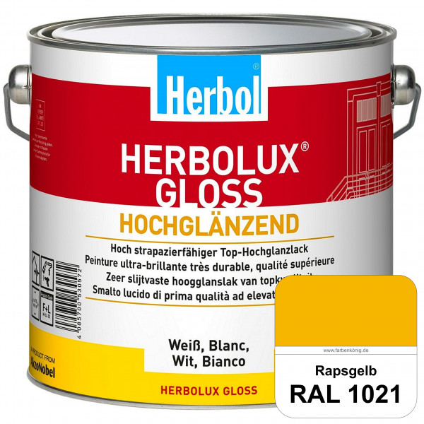 Herbolux Gloss (RAL 1021 Rapsgelb) strapazierfähiger Top-Hochglanzlack (lösemittelhaltig) für innen