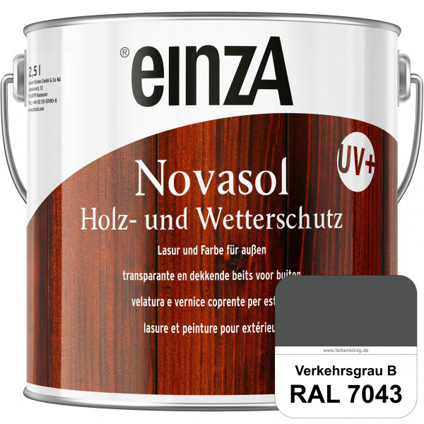 einzA Novasol HW Lasur (RAL 7043 Verkehrsgrau B) Lasierender Wetterschutz für außen