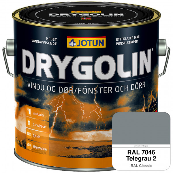 DRYGOLIN Vindu og Dør - wetterbeständige Holzschutzfarbe für Außen (RAL 7046 Telegrau 2)