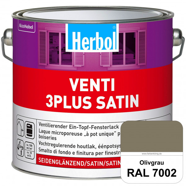 Venti 3Plus Satin (RAL 7002 Olivgrau) feuchtigkeitregulierender & seidenglänzender Ein-Topf-Fensterl