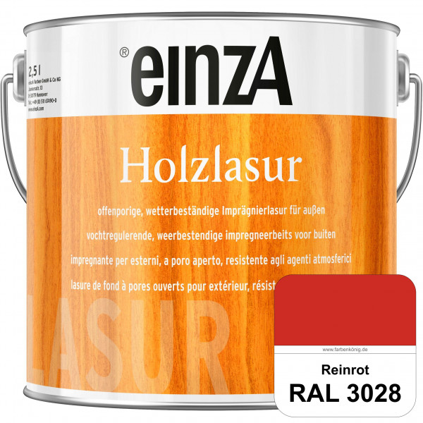 einzA Holzlasur (RAL 3028 Reinrot) Offenporige Imprägnierlasur für Außen-Holzbauteile