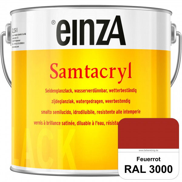 einzA Samtacryl (RAL 3000 Feuerrot) wetterbeständige seidenglänzende Acryl-PU-Lackfarbe