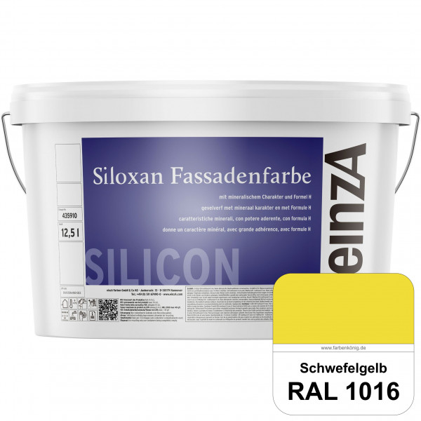 einzA Siloxan Fassadenfarbe (RAL 1016 Schwefelgelb) Siliconvergütete Fassadenfarbe