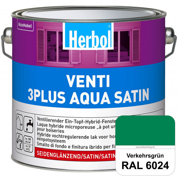 Venti 3Plus Aqua Satin (RAL 6024 Verkehrsgrün) wasserbasierter & feuchtigkeitregulierender Ein-Topf-