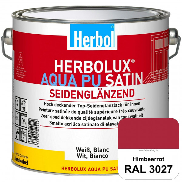 Herbolux Aqua PU Satin (RAL 3027 Himbeerrot) Wasserverdünnbarer Top-PU-Seidenglanzlack (Innen)
