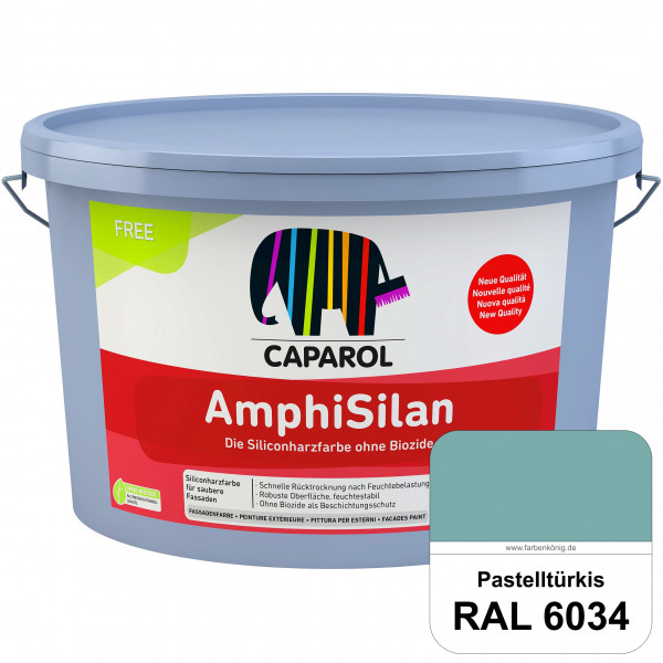 AmphiSilan FREE (RAL 6034 Pastelltürkis) Mineralmatte Fassadenfarbe in spezieller Siliconharz-Bindem