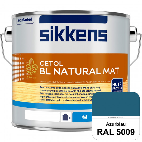 Cetol BL Natural Mat (RAL 5009 Azurblau) Matte, wasserverdünnnbare Dünnschichtlasur