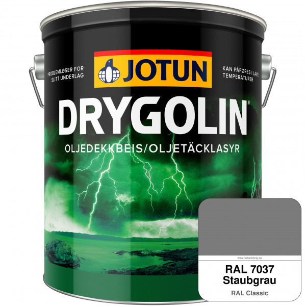 DRYGOLIN Oljedekkbeis - Deckende & wetterbeständige Öllasur für Außen (RAL 7037 Staubgrau)