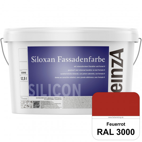 einzA Siloxan Fassadenfarbe (RAL 3000 Feuerrot) Siliconvergütete Fassadenfarbe