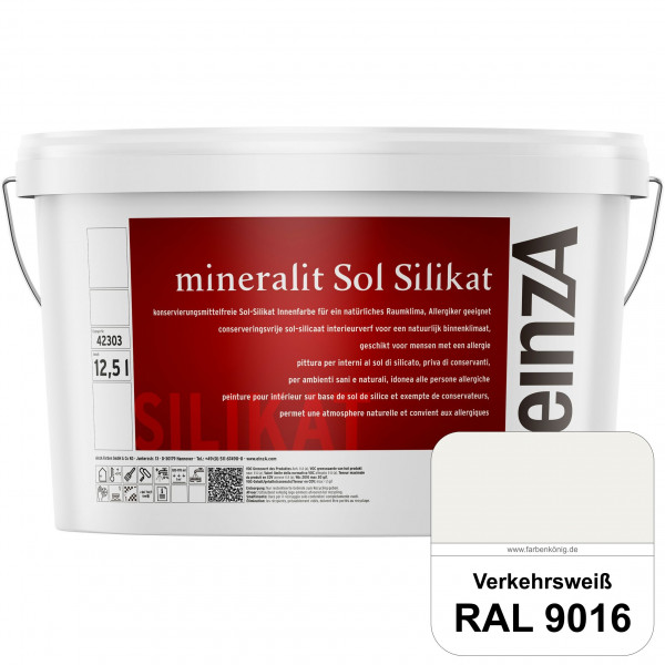einzA mineralit Sol Silikat (RAL 9016 Verkehrsweiß) Sol-Silikat-Innenfarbe für Decken- und Wandfläch