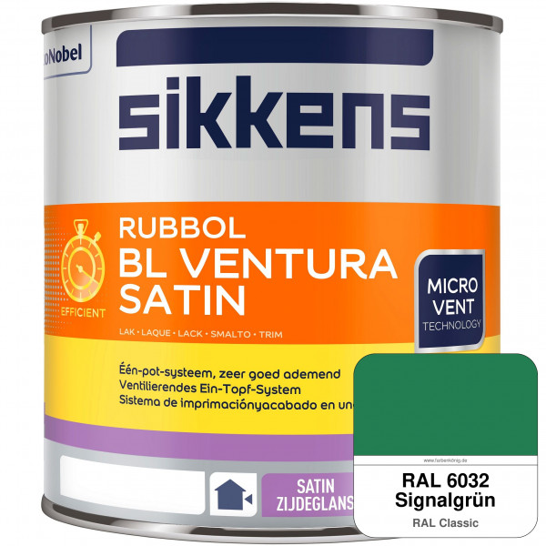 Rubbol BL Ventura Satin NEU (RAL 6032 Signalgrün) Seidenglanzlack (wasserbasiert) Fenster außen