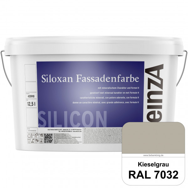 einzA Siloxan Fassadenfarbe (RAL 7032 Kieselgrau) Siliconvergütete Fassadenfarbe