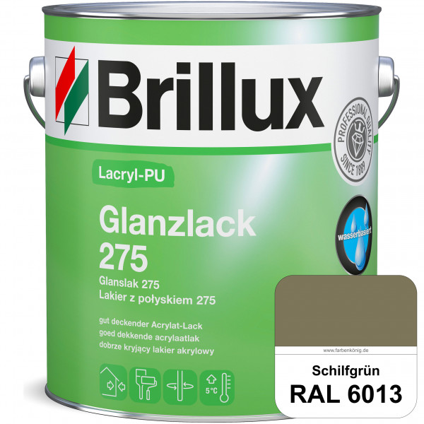 Lacryl-PU Glanzlack 275 (RAL 6013 Schilfgrün) Glänzender Lack (wasserbasiert) für z. B. Holz, Zink,