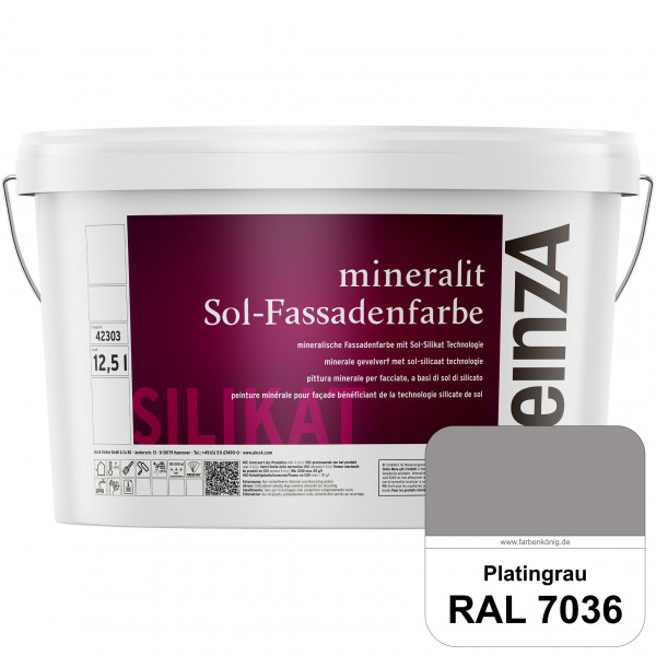 einzA mineralit Sol Fassadenfarbe (RAL 7036 Platingrau) mineralische Fassadenfarbe mit Sol-Silikat T