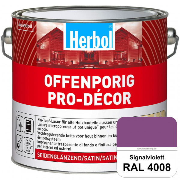Herbol Offenporig Pro-Décor (RAL 4008 Signalviolett) Hochwertige Ein-Topf-Holzlasur mit 2-Phasen-UV-