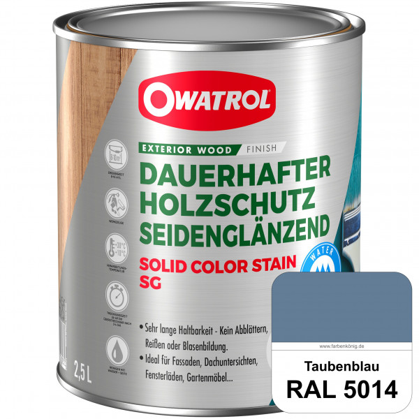 Solid Color Stain SG (RAL 5014 Taubenblau) deckende und seidenglänzende Wetterschutzfarbe außen