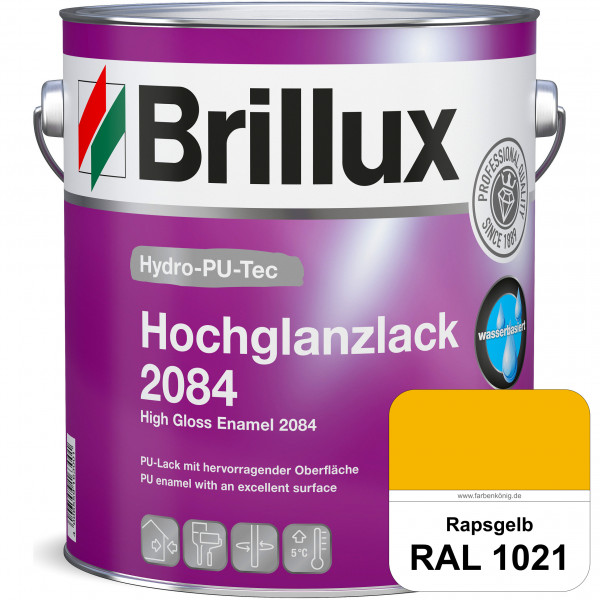 Hydro-PU-Tec Hochglanzlack 2084 (RAL 1021 Rapsgelb) wasserbasierter Hochglanzlack für Holz, Zink, Al