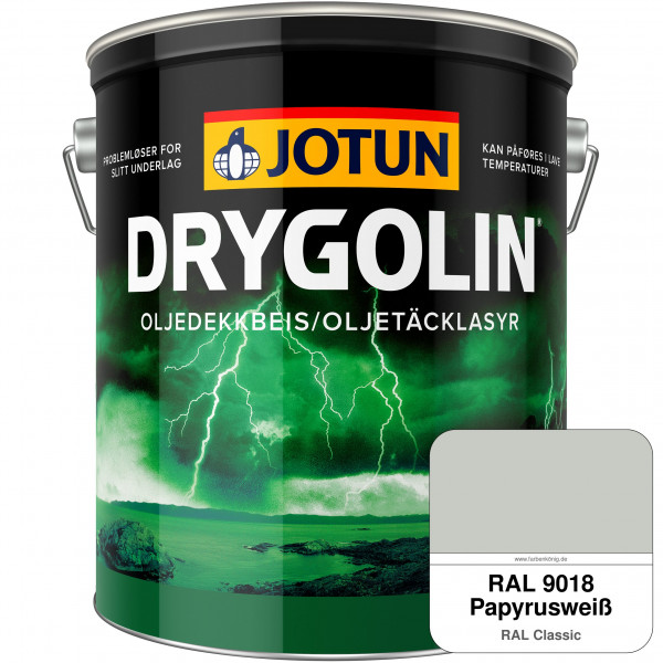 DRYGOLIN Oljedekkbeis - Deckende & wetterbeständige Öllasur für Außen (RAL 9018 Papyrusweiß)