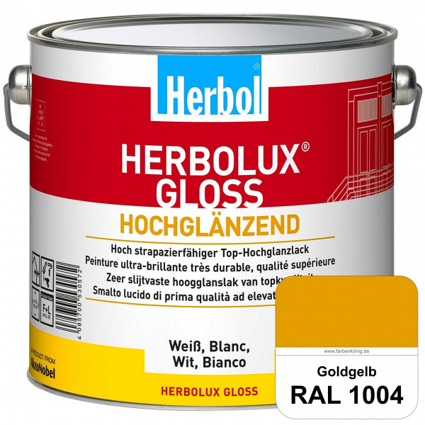 Herbolux Gloss (RAL 1004 Goldgelb) strapazierfähiger Top-Hochglanzlack (lösemittelhaltig) für innen