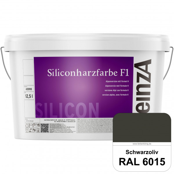 einzA Siliconharzfarbe F1 (RAL 6015 Schwarzoliv) Universal Siliconharz-Fassadenfarbe, kalkmatt, wett