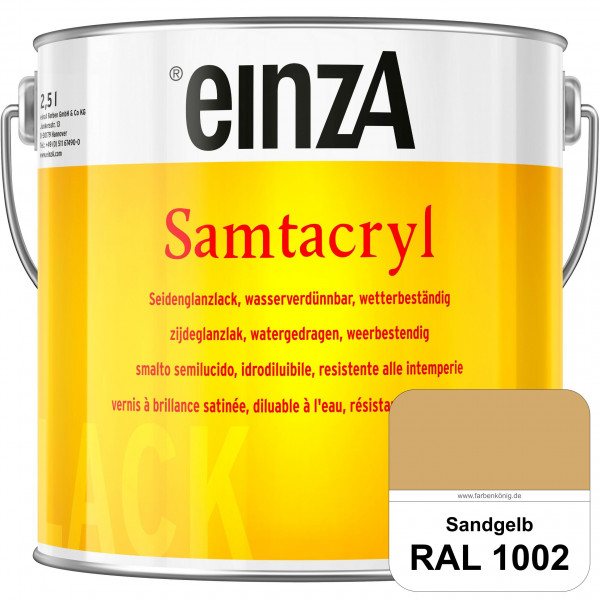 einzA Samtacryl (RAL 1002 Sandgelb) wetterbeständige seidenglänzende Acryl-PU-Lackfarbe