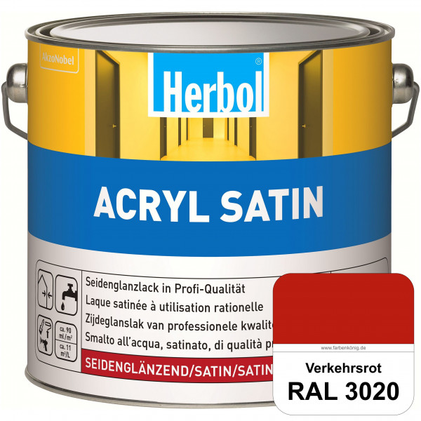 Acryl Satin (RAL 3020 Verkehrsrot) wasserverdünnbarer seidenglänzender Lack (Innen & Außen)